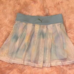 Puma Women's Blue and Yellow Pleated Mini Skirt
